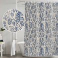 thumbnail image 5 of Blue Flowers Shower Curtain, Waterproof Shower Curtains for Bathroom, Retro Rustic Botanical Floral Leaves Vines Washable Fabric Bathtub Curtain Set Bath Decor with 12 Hooks 72"x78", 5 of 8