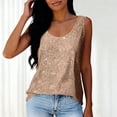 thumbnail image 2 of GPOECD Dressy Tank Tops for Women Neck Sleeveless Top with Shiny Details for Parties and Night Out Camisoles for Women Rose Gold,L, 2 of 9