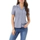 thumbnail image 1 of INSPIRAR CHIC Blusa vintage de cuadros con mangas abullonadas para mujer, verano, S, púrpura, 1 of 6
