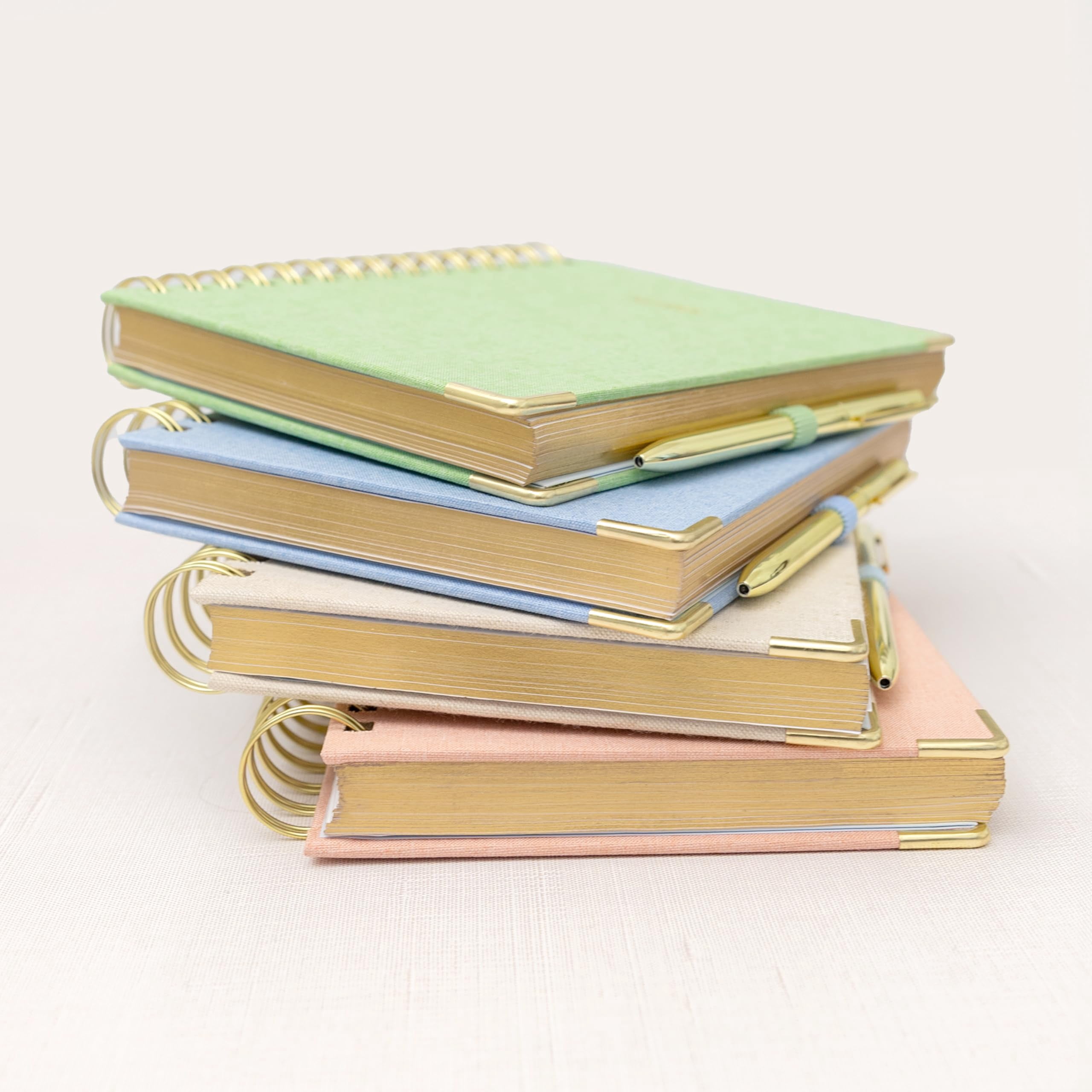 Lined Spiral Journal  Linen Hardcover Notebook With Matching Gel Pen 252 Pages 8 In X 5 - 100 Gsm Paper For Home Office Notes & Gifts (pink)