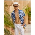 thumbnail image 3 of Coshow Men's Cotton Linen Shirts Short Sleeve Hawaiian Floral Button Down Beach Shirt Casual Holiday Shirts, 3 of 5