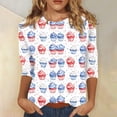 thumbnail image 2 of MEICHEN 4th of July Women's Three Quarter Sleeve Shirt USA Patriotic Flag Graphic Print Top Summer 250th Anniversary Tops, 2 of 6
