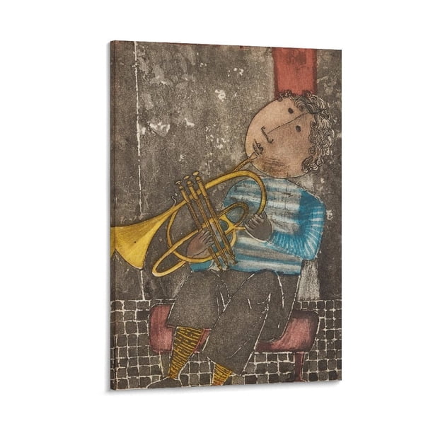 Graciela Rodo Boulanger Impresión de niño con trompeta Impresión de fotografía Arte Pintura Lienzo Póster Decoración para el hogar Dormitorio Decoración moderna Pósteres Regalos 08x12 pulgadas (20x30