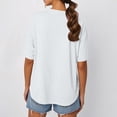 thumbnail image 3 of NAMTYQX Women's T-Shirts Casual Patterned Breathable Light Oversize Short Sleeve Looses Gemustertes Crew-Neck Summer Blouses for Women 2025 White Size XL, 3 of 5
