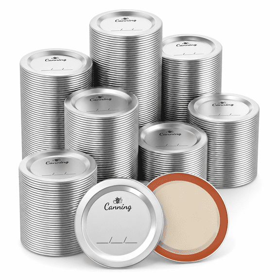 Weswose 200pcs Regular Mouth Canning Lids with Sealing - Mason Jar Lids for Canning,Reusable Leak Proof Split-Type Gold Lids,Food Grade Material