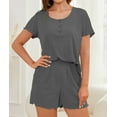 thumbnail image 4 of Loritta Womens Pajamas Knit Short Sleeve lounge sets 2 piece For Women Summer Gray, 4 of 7