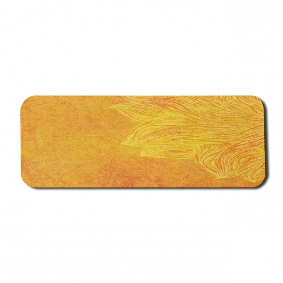 Mandala Computer Mouse Pad, Old-Fashion Tribal Grunge Motifs Nature Theme with Unique Floral Lines Traditional Art, Rectangle Non-Slip Rubber Mousepad Large, 31" x 12", Orange, by Ambesonne