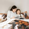 thumbnail image 5 of Feelyou Rustic Horse Teens Queen Comforter Set, Orange Fall Leaves Plant Bedding Sets, Kawaii Farm Animal Theme Reversible Bedding Comforter Set, Breathable Home Decor, 3-Piece, 5 of 8