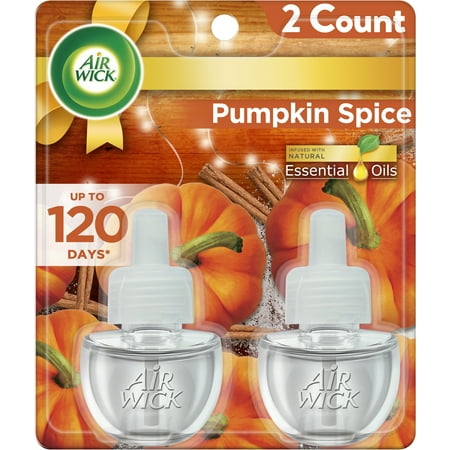 Air Wick Plug in Scented Oil Refill, 2 ct, Pumpkin Spice, Air Freshener, Essential Oils, Fall Scent, Fall decor