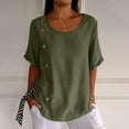 thumbnail image 7 of AherBiu Cotton Linen Shirts for Women 1/2 Sleeve Summer Casual Loose Scoop Neck Lightweight Blouse, 7 of 7