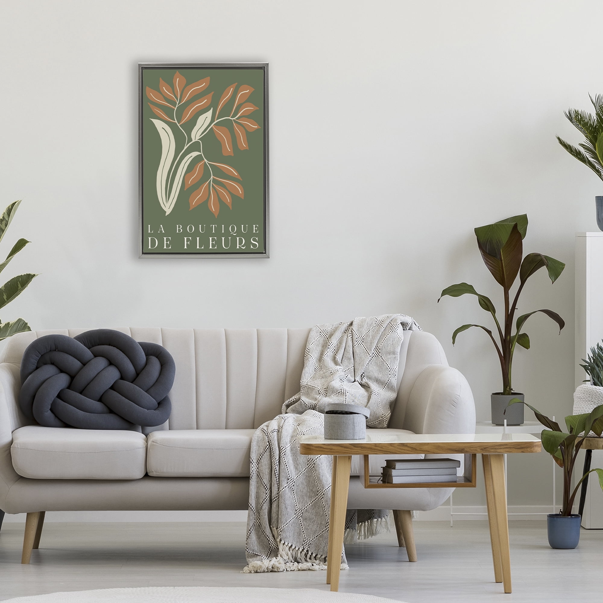 Stupell Industries Flower Shop Midcentury Minimal Gray Framed Floater Canvas Wall Art, design by Emily Navas