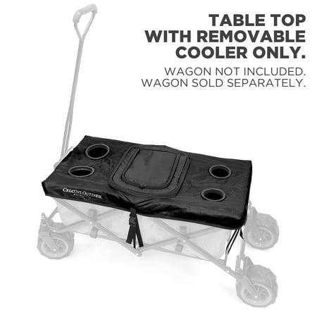 - Creative Outdoor Collapsible Folding Wagon Table Top Cooler Cover Accessory | Black