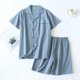 thumbnail image 4 of Pijamas de dos piezas para hombre, pantalones cortos de manga corta a cuadros, gasa de algodón 100%, conjunto de ropa de dormir simple para el hogar, novedad de verano, 4 of 4