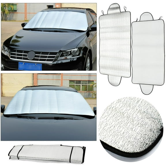 70" x 150" Thickened Car Windshield Sun Shade - Double Layer Reflective Heat Insulation & Snow Frost Protector - Universal Fit for Vehicles