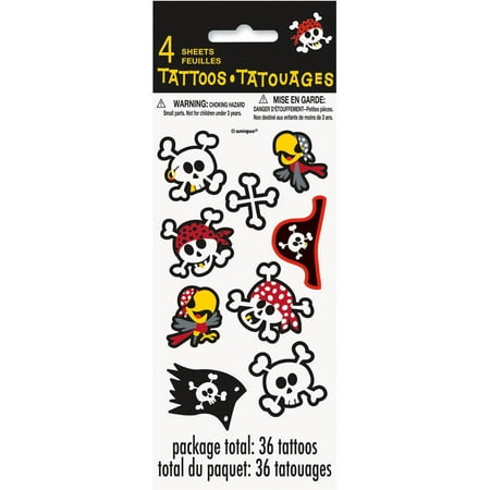 Pirate Party Tattoo Sheets, 4ct
