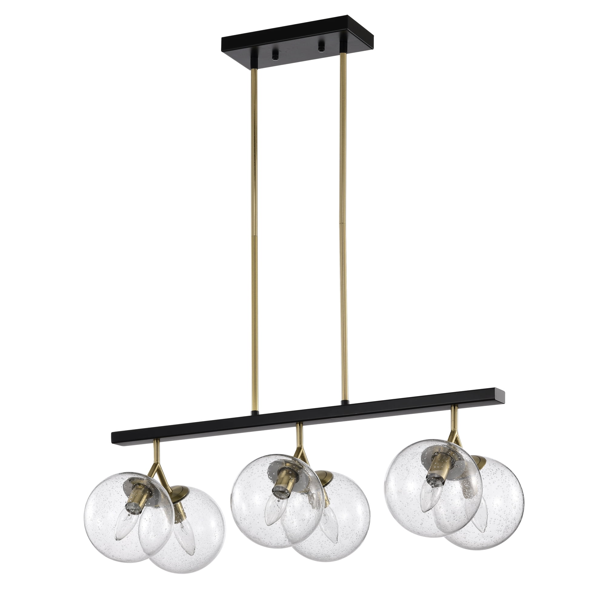 Maxwell 28.3 in. 6-Light Indoor Matte Black and Brass Finish Chandelier with Light Kit
