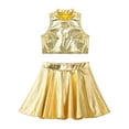 thumbnail image 2 of MSemis Girls Shiny Metallic Crop Tank Top with Pleated Skort Skirt, 2 of 6