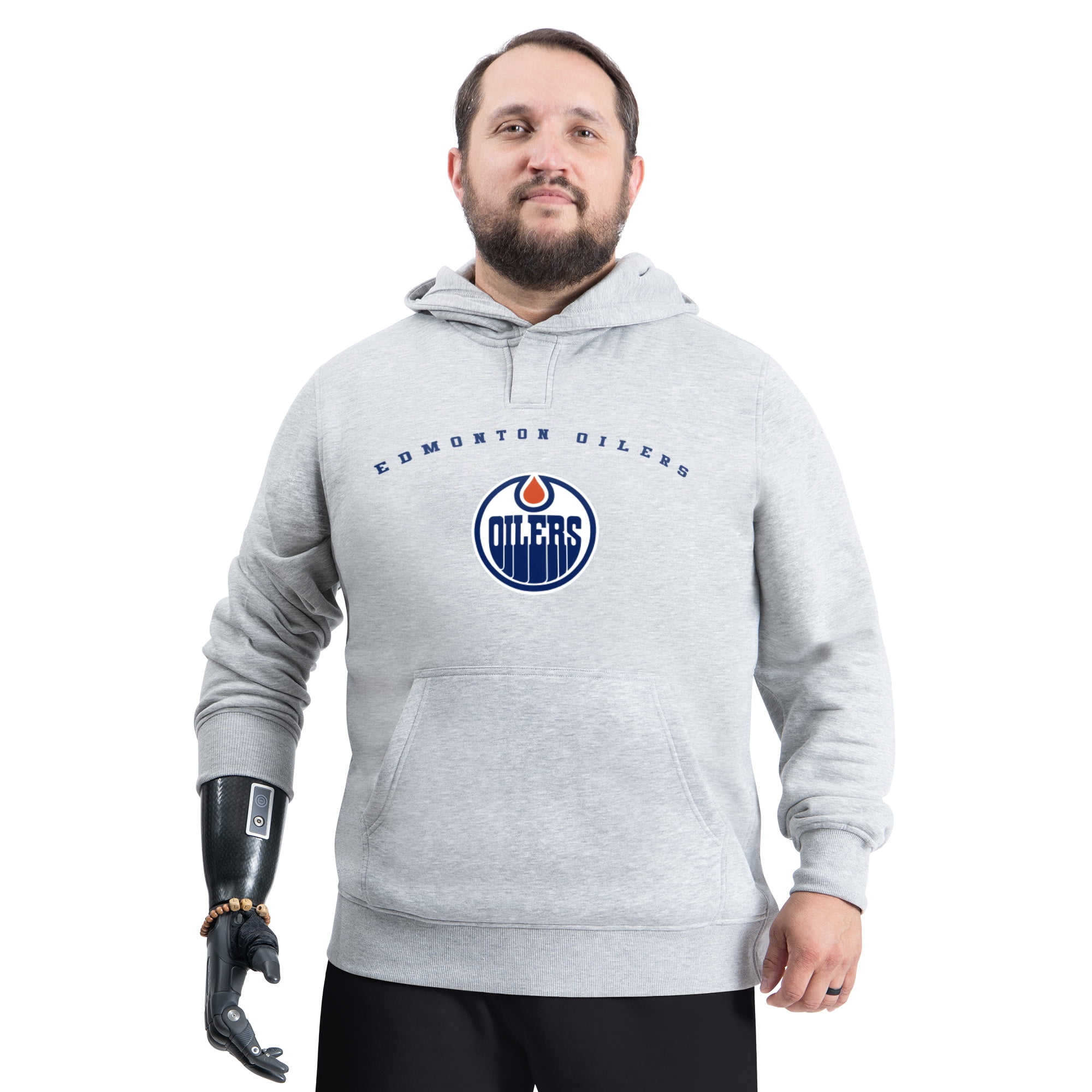 Men's G-III Sports by Carl Banks Gray Edmonton Oilers Adaptive Classic Team Arc Fleece Hoodie