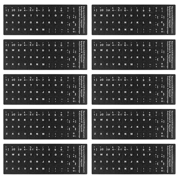 10 Sheets Spanish Computer Keyboard Stickers Laptop Notebook Keyboard Stickers Universal Keyboard Stickers