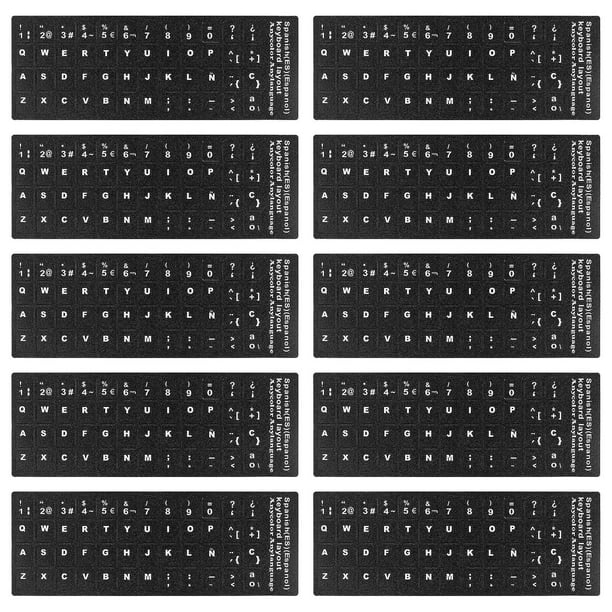 10 Sheets Spanish Computer Keyboard Stickers Laptop Notebook Keyboard Stickers Universal Keyboard Stickers