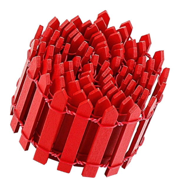 Adorno de valla de madera en miniatura Yuarrent para jardín y patio Rojo 100 x 5 cm