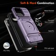 thumbnail image 3 of ELEHOLD for iPhone 13 Pro Rugged Hard Case with Metal Ring Holder Kickstand Work with Magnetic Car Mount Hidden Card Slot Pocket Shockproof Anti-Drop Armor Protective Cover,Violet, 3 of 7