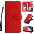 thumbnail image 1 of Nalacover Wallet Case for Samsung Galaxy A04E, Exquisite Flower Embossed Pattern Magnetic Clasp PU Leather Flip Folio Cover with Kickstand Card Slots Holder Soft Silicone Shockproof Case,Red, 1 of 10