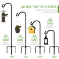 thumbnail image 4 of Best Choice Products 91in Set of 2 Shepherd Hooks Outdoor Metal Adjustable Garden Hooks w/ 3-Prong Base - Black, 4 of 8