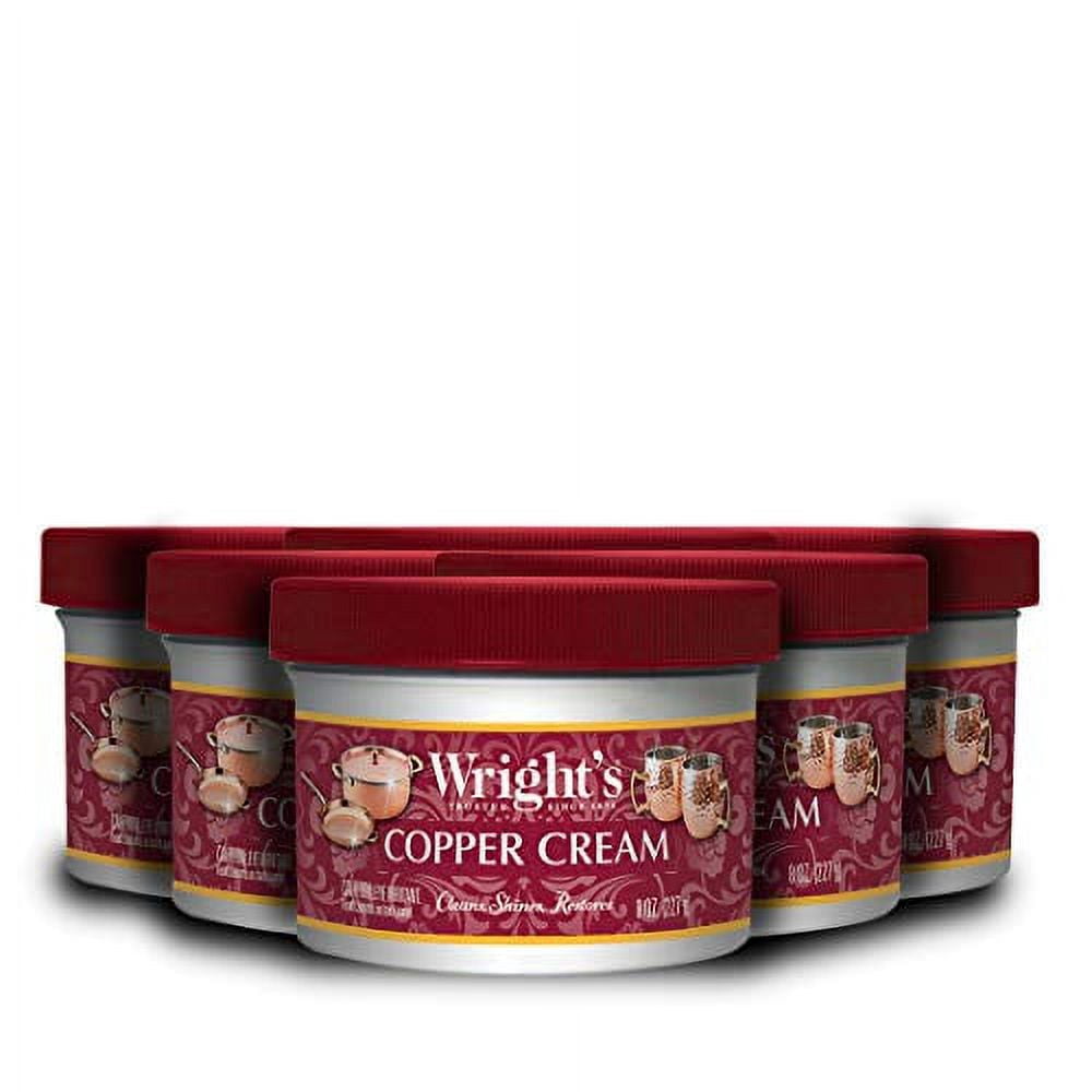 Wright's Copper and Brass Cream Cleaner - Gently Cleans and Removes Tarnish Without Scratching, 8 Ounce (Pack of 6)