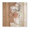 thumbnail image 3 of Designart 'One Line Portrait of Afro American Woman II' Modern Print on Natural Pine Wood, 3 of 5
