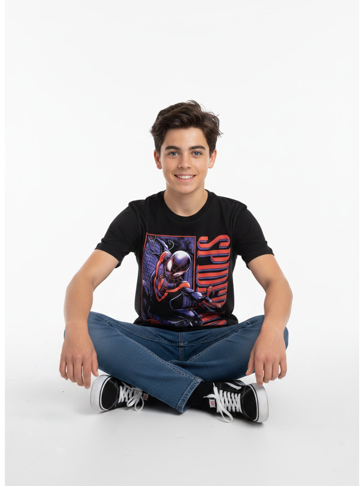 Marvel Spider-Man, Boys' & Big Boys' Graphic T-Shirt, Miles Box, Sizes 4-18
