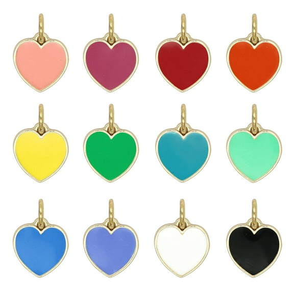 Enamel Hearts Charm Mix by Bead Landing - Charms for DIY Jewelry Making - Necklaces - Bracelets & Keychains - 12 Pack