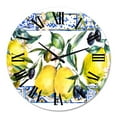 thumbnail image 2 of Designart 'Lemon Ornament On Blue Geometrical Pattern Ii' Tropical Wall Clock, 2 of 5