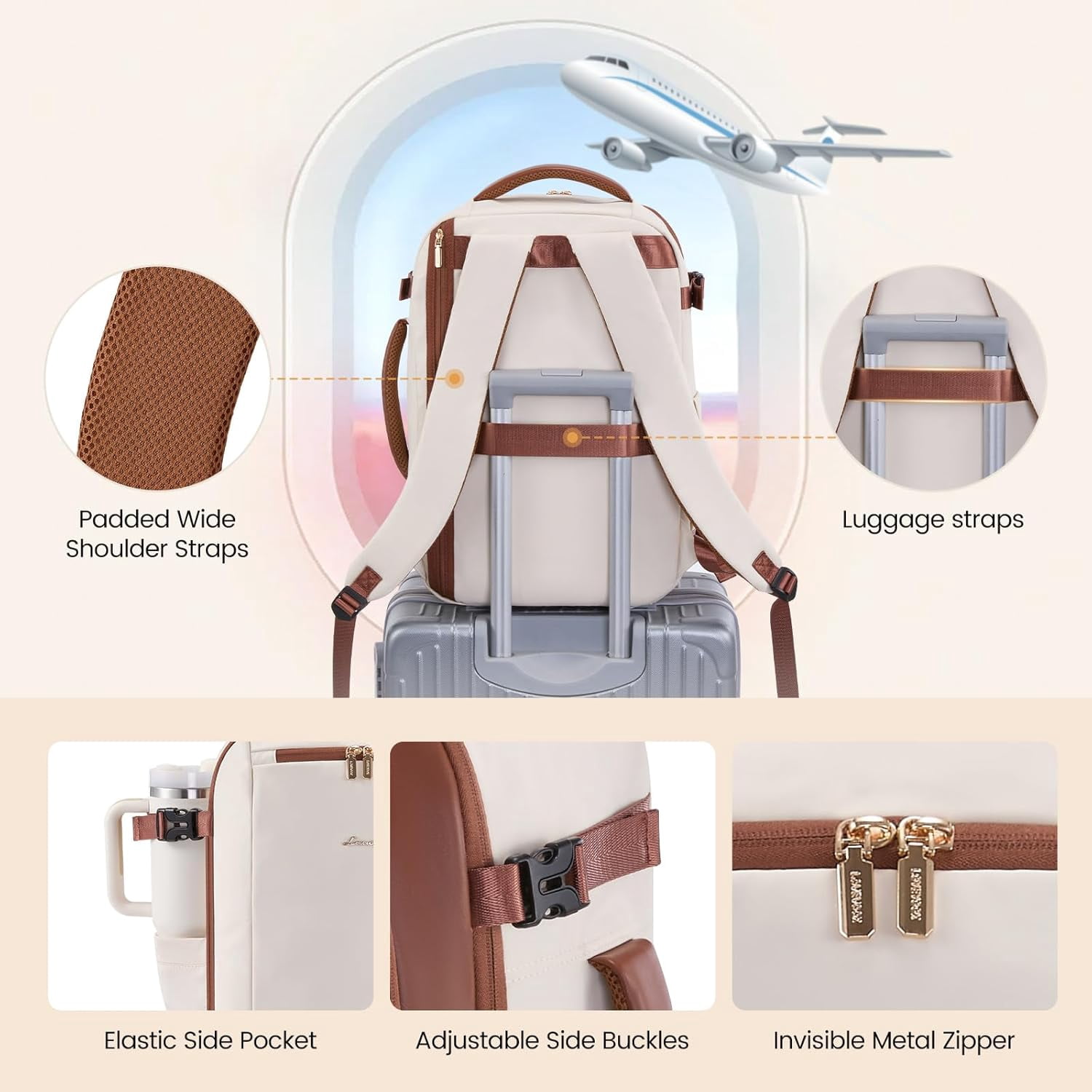 LOVEVOOK 40L Travel Backpack for Women,Personal Item Size Travel Bag with 3 Packing Cubes and 2 Laptop Compartment for Travel Essentials,Carry on Luggage 18x14x8 Airline Approved