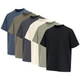 thumbnail image 3 of 5-Pack Men's Oversized Heavyweight Cotton Crew Neck Short Sleeve Tshirts Loose Fit Tops (S-3XL), 3 of 7