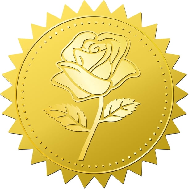 408 pegatinas de 2 pulgadas en papel de oro rosa, pegatinas motivacionales con relieve de flores, sellos de certificado de papel de oro, etiquetas autoadhesivas impermeables para decoración de