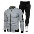 thumbnail image 4 of Sweatsuits for Men 2 Piece Hoodless Tracksuit Sets Full Zip Jacket Sweatpants Dressy Casual Jogging Suits Sportswear (M, Gray), 4 of 4