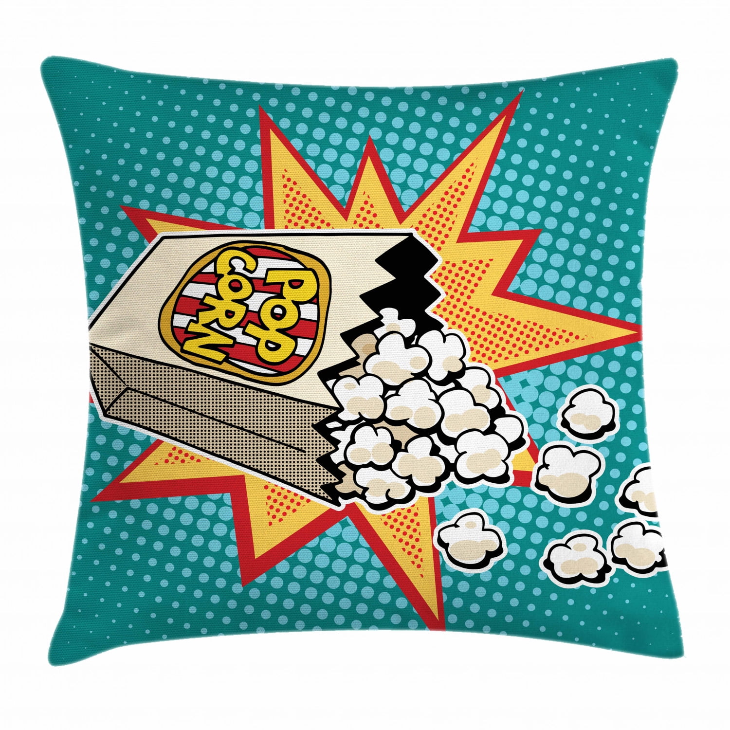 Movie Theater Throw Pillow Cushion Cover, Halftone Background with