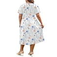 thumbnail image 4 of WellSize Plus Size Women Summer Dresses Casual Crew Neck Short Sleeve Sundresses Floral Midi Dress with Pockets, 4 of 8