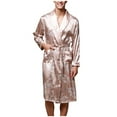 thumbnail image 2 of EQWLJWE Silk Ice Silk Long Sleeved Men's Pajamas Long Robes Bathrobes Home Clothes Robes Holiday Clearance, 2 of 8