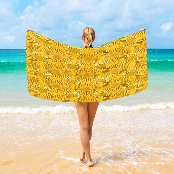 Ryvnso Sunflower Oversized Beach Towel Microfiber Bath Blankets Swimming Fitness 37" x 74"