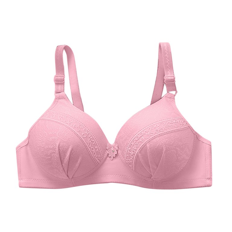 CLZOUD Plus Size Comfort Bra Pink Polyester Womens Bra Thin No Steel Rings  Comfortable Push Up Bra 80C 