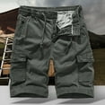 thumbnail image 2 of Lovskoo Cargo Shorts for Men Summer Trendy Solid Color Casual Shorts Multi Pocket Cargo Shorts Dark Gray, 2 of 4