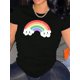 thumbnail image 1 of Camisetas para mujer, lindas camisetas con estampado gráfico, de manga corta, estilo casual, para veranoCreative Rainbow Graphic Print T-shirt, Casual Round Neck Short Sleeve Top, Women's ClothingFa, 1 of 7