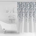 thumbnail image 2 of Flower Blue Shower Curtain, 36" x 72", Grey Cherry Blossoms White Background Waterproof Bathroom Curtain Washable Shower Curtain Set with 12 Hooks, 2 of 6