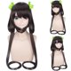 thumbnail image 1 of Peluca larga para cosplay de color marrón con flequillo recto y cintas verdes, 1 of 1