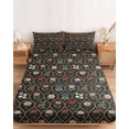 thumbnail image 2 of Twin XL Size Fitted Sheet Set - Rustic Floral 2 Piece Bedding Sets 16" Deep Pocket Fitted Sheet with 1 Pillowcases, Farmhouse Wildflowers Leaves Vintage Black Brushed Microfiber Hotel Bed Sheets, 2 of 9