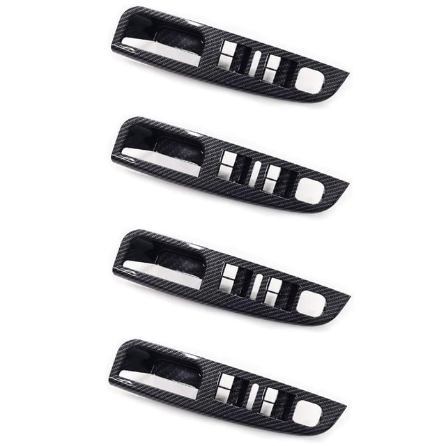 4X Side Grab Handle Carbon Fiber Door Window Switch Control Panel Cover Trims Frame for MK5 Golf 5 2005-2009,4 x Door and window switch panel,two color