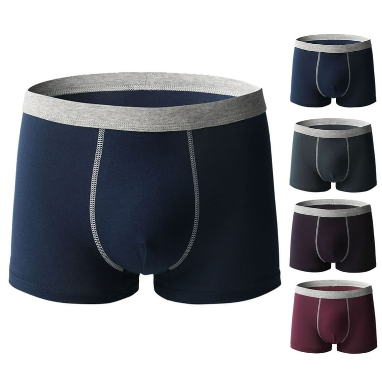 HEVIRGO Men Boxers Contrast Colors Plus Size Soft Breathable Male Briefs  for Sleeping 