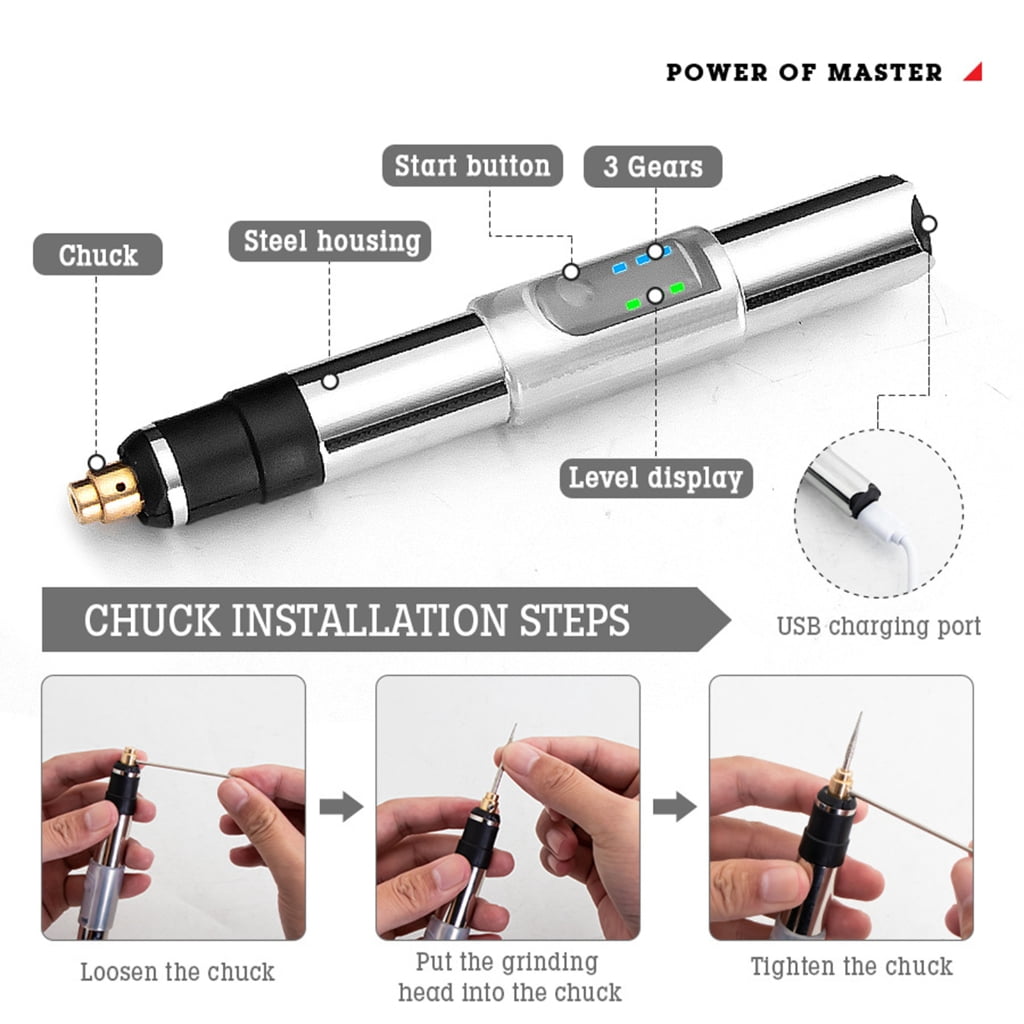 Multiple Speed Electric Engraving Pen Tool Rechargeable For Metal Stone Woodwork